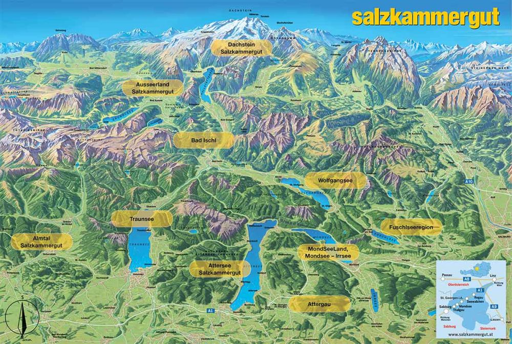 Landkarte Salzkammergut